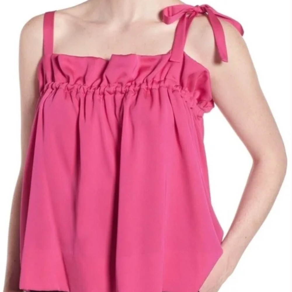 Lewit Silk Beetroot Pink Tie Strap Blouse M Designer